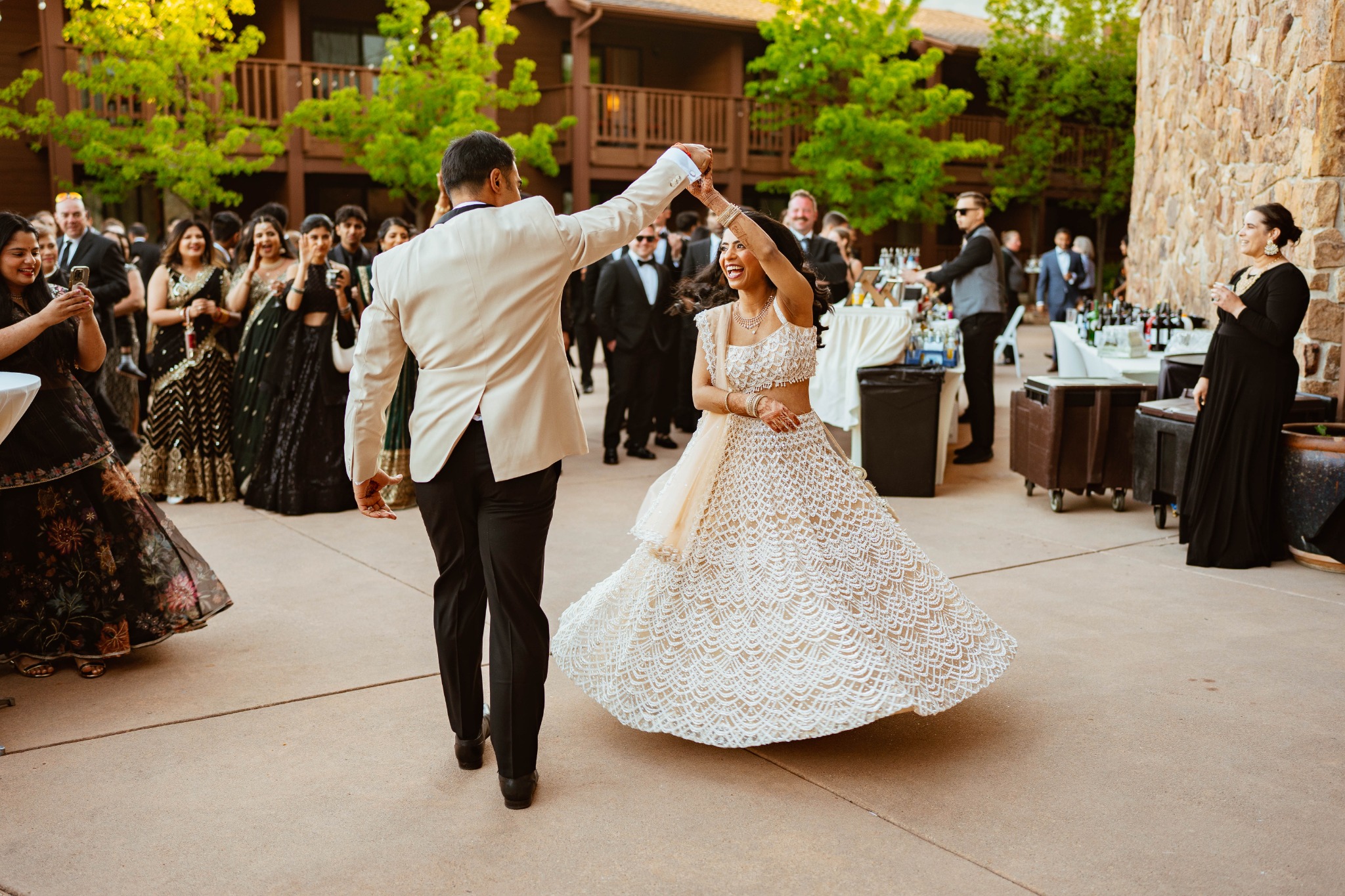 Couple dancing during their Colorado wedding celebration