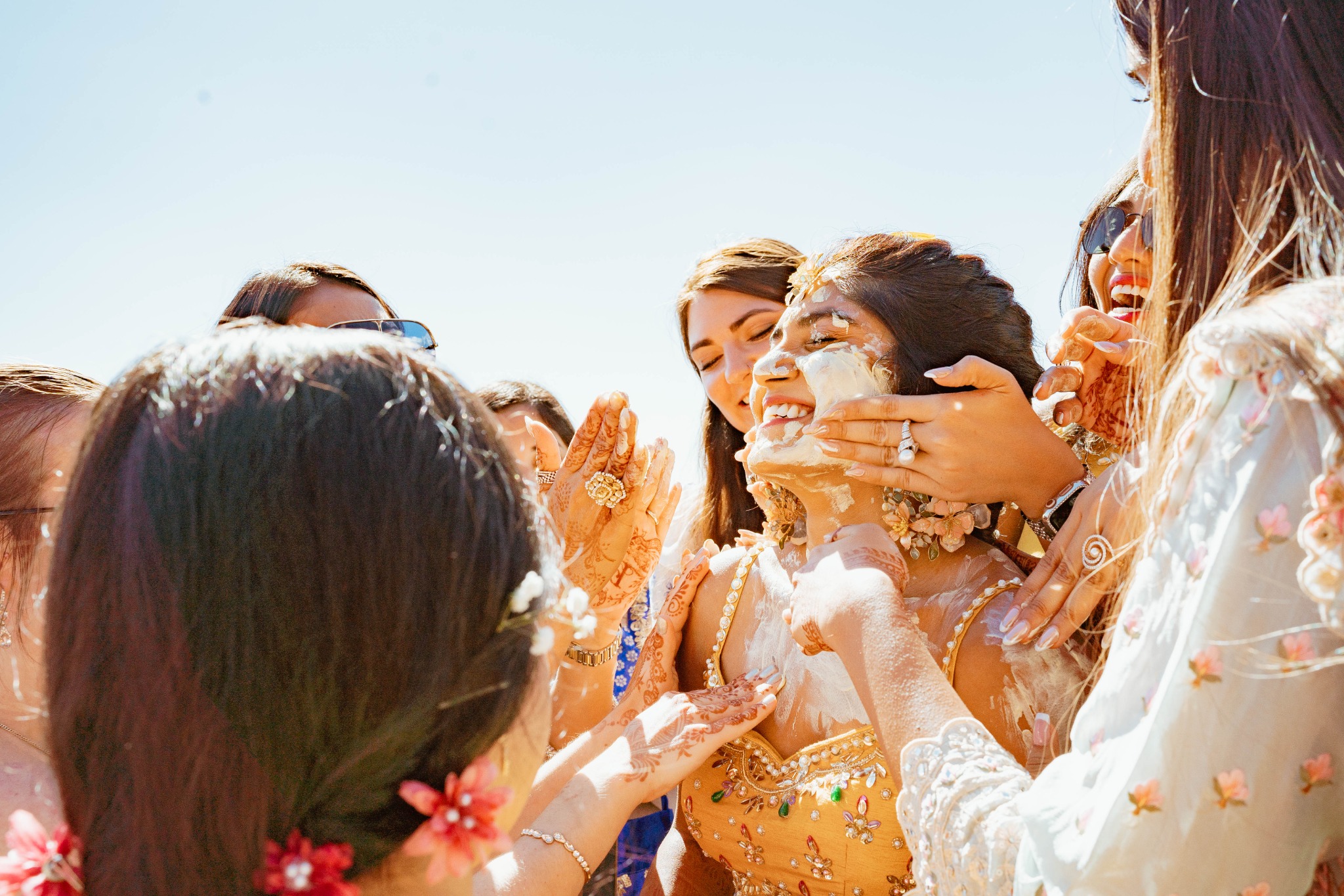 Bride and groom exchanging vows during their ceremony